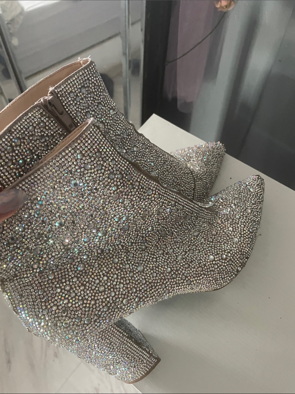 Betsey Johnson Sparkling Crystal-Embellished Women's Ankle Boots - Silver